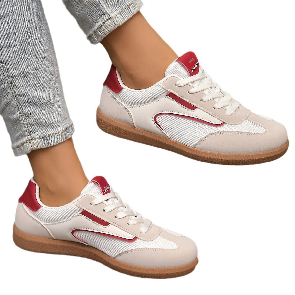 Contrast Round Toe Flat Sneakers eprolo