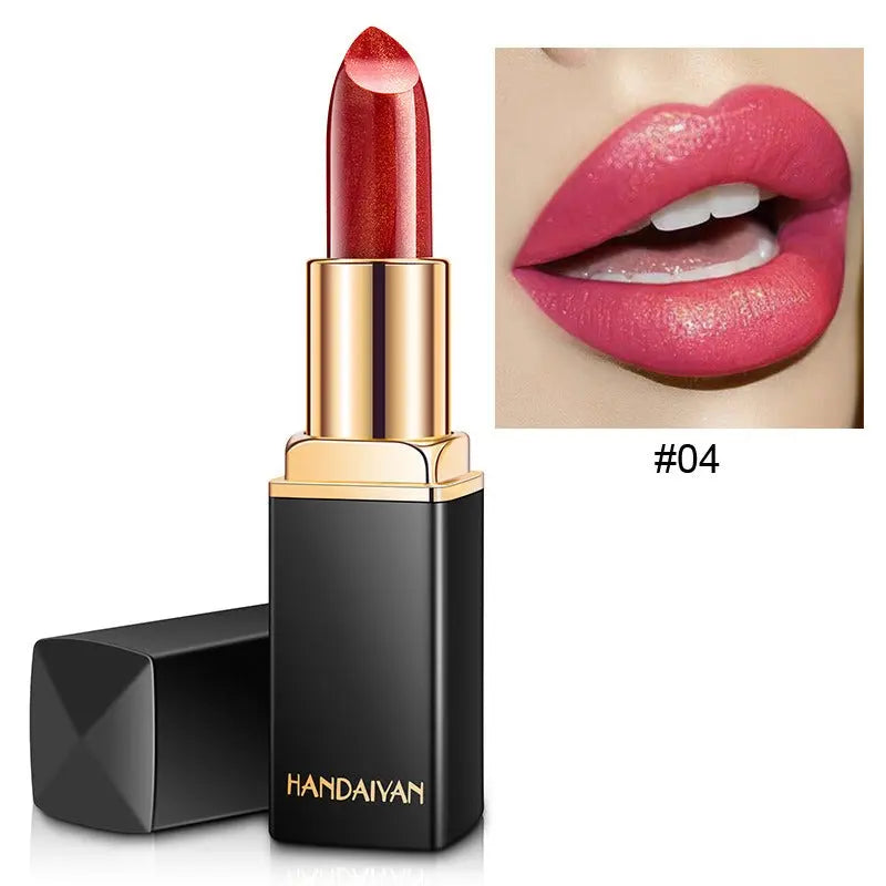 HANDAIYAN Shiny Metallic Lipstick Pearlescent Color Change Warm Lipstick Gold lipstick eprolo