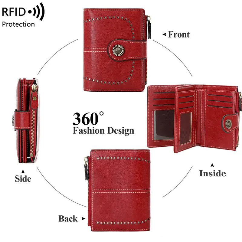 Carteira Curta em Couro de Cera com Proteção RFID C2C Products
