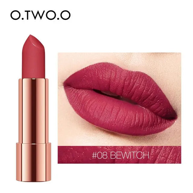 O.TWO.O Matte Lipstick Nude Brown Red Lips Makeup Velvet Silky Smooth Texture Long Lasting Waterproof Lip Stick 12 Colors eprolo