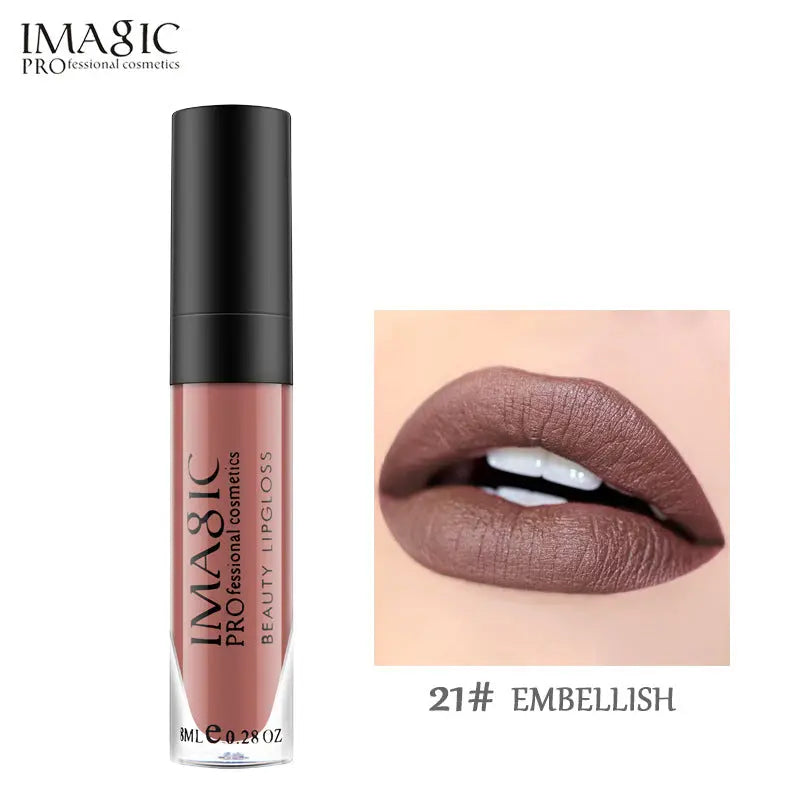 IMAGIC Non Stick Cup Matte Lip Gloss Moisturizing And Long Lasting Non Discoloring Lipstick Lip Glaze Biting Lip Makeup eprolo