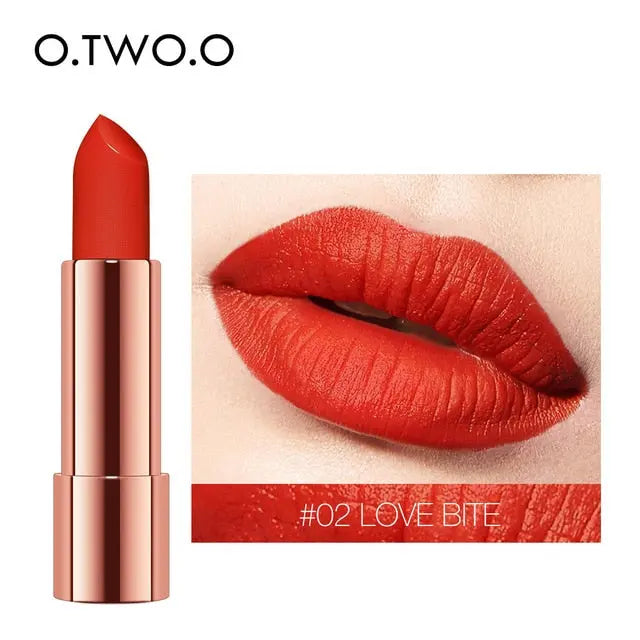 O.TWO.O Matte Lipstick Nude Brown Red Lips Makeup Velvet Silky Smooth Texture Long Lasting Waterproof Lip Stick 12 Colors eprolo