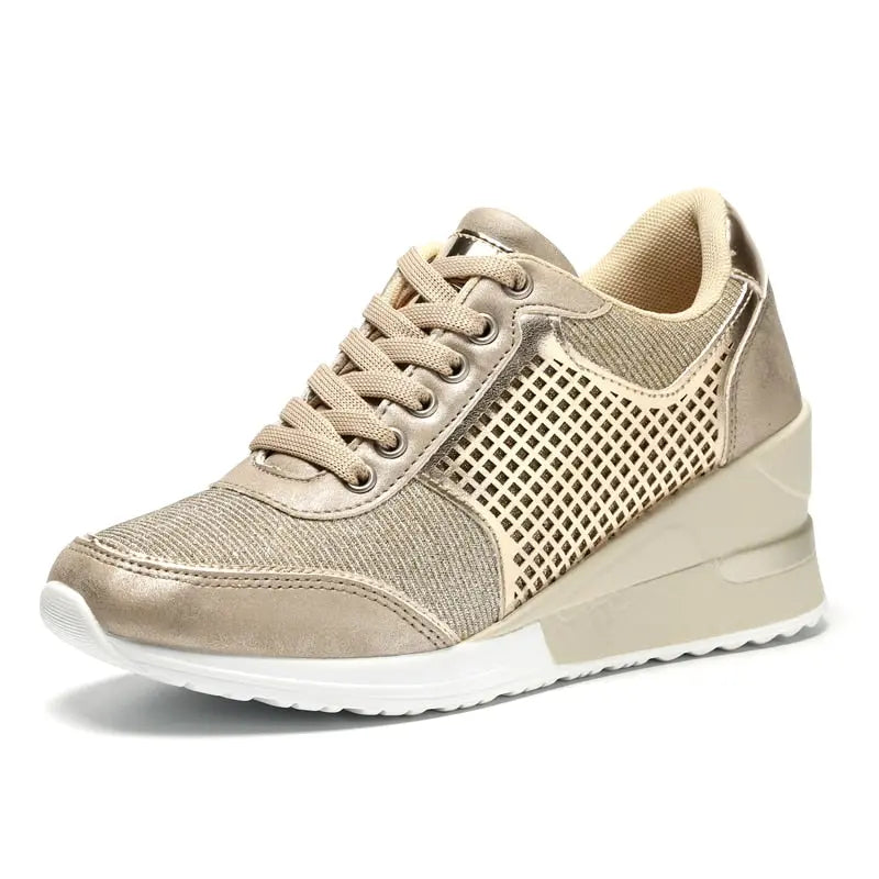 Women Height Increasing Walking Jogging Sneakers 6.5 CM Increase Gold Silver Ladies Sport Running Shoes Comfortable Girl Shoes eprolo