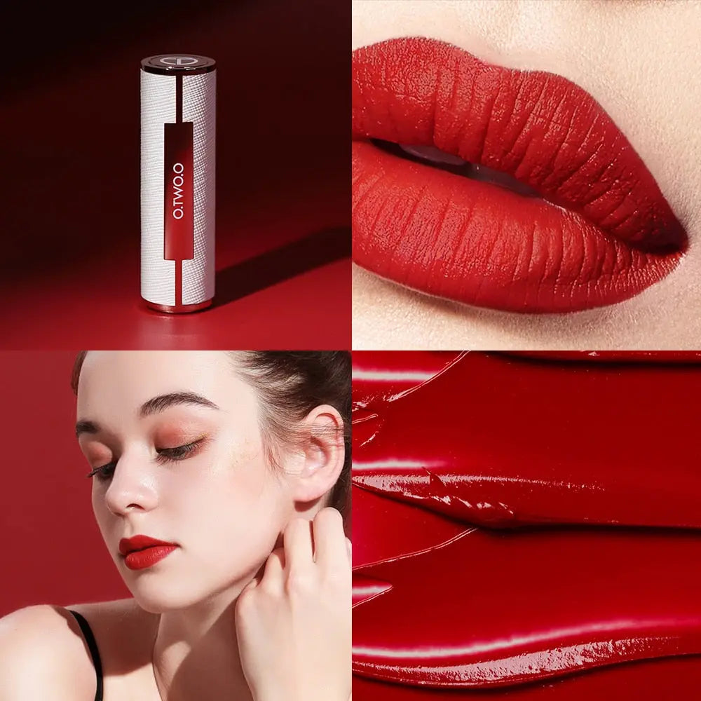 O.TWO.O Matte Lipstick Nude Brown Red Lips Makeup Velvet Silky Smooth Texture Long Lasting Waterproof Lip Stick 12 Colors eprolo