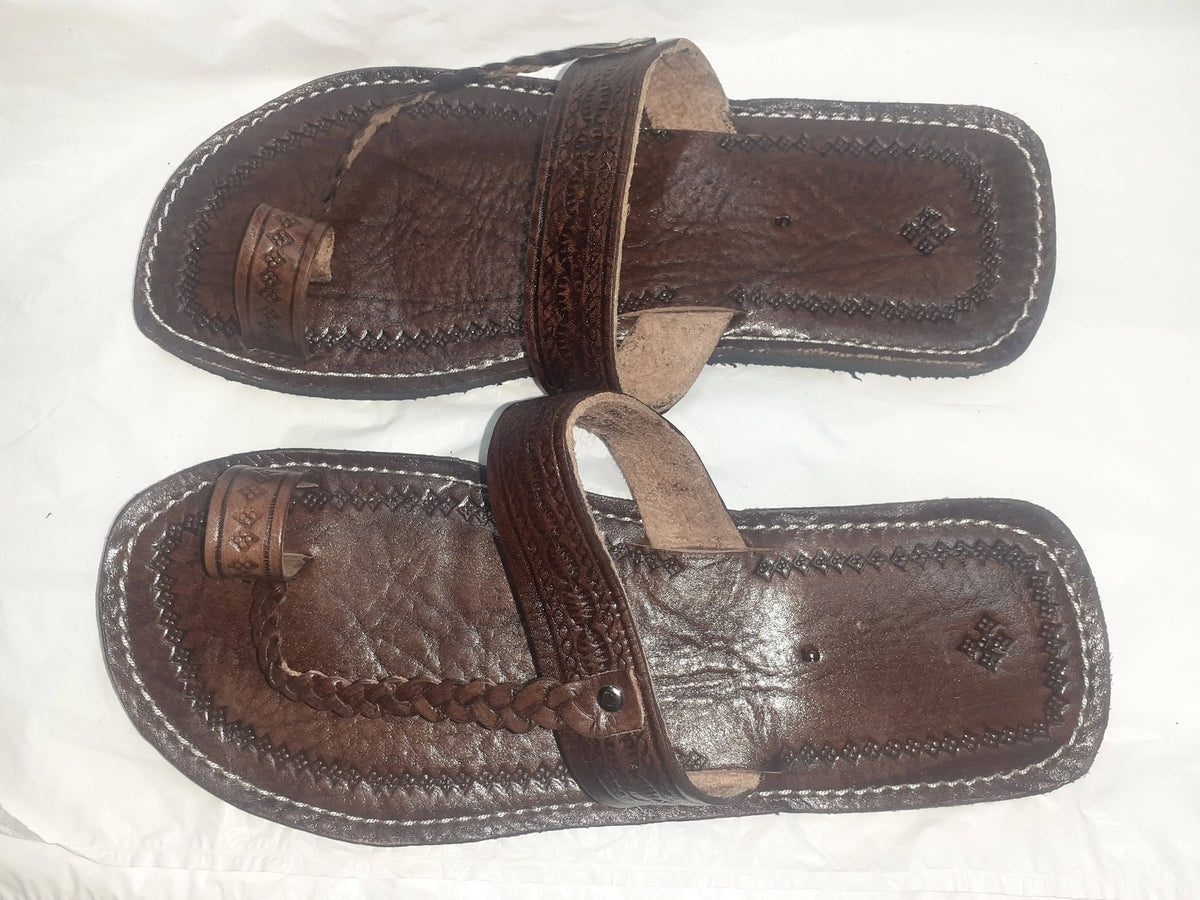 Sandalias de cuero.Marron oscuro Hecho a mano