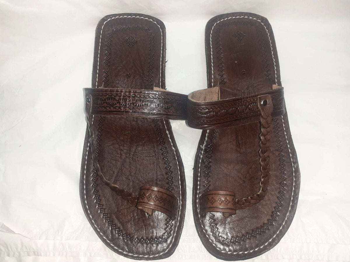 Sandalias de cuero.Marron oscuro Hecho a mano
