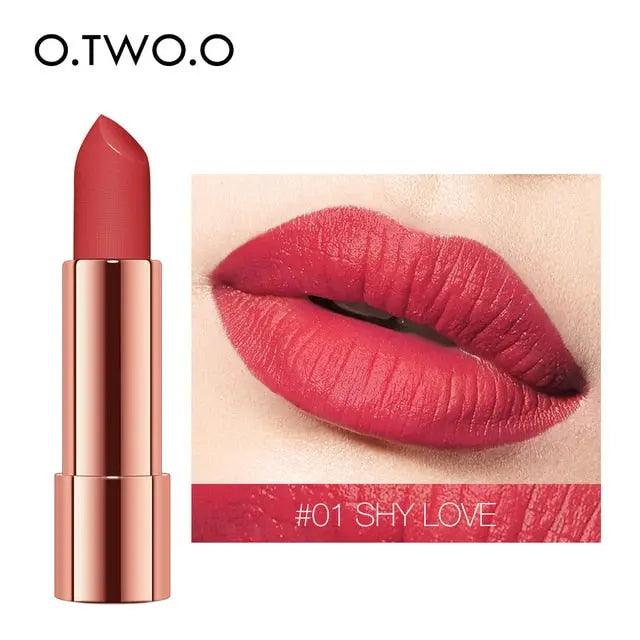 O.TWO.O Matte Lipstick Nude Brown Red Lips Makeup Velvet Silky Smooth Texture Long Lasting Waterproof Lip Stick 12 Colors eprolo