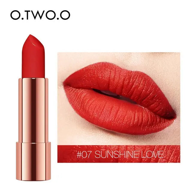 O.TWO.O Matte Lipstick Nude Brown Red Lips Makeup Velvet Silky Smooth Texture Long Lasting Waterproof Lip Stick 12 Colors eprolo