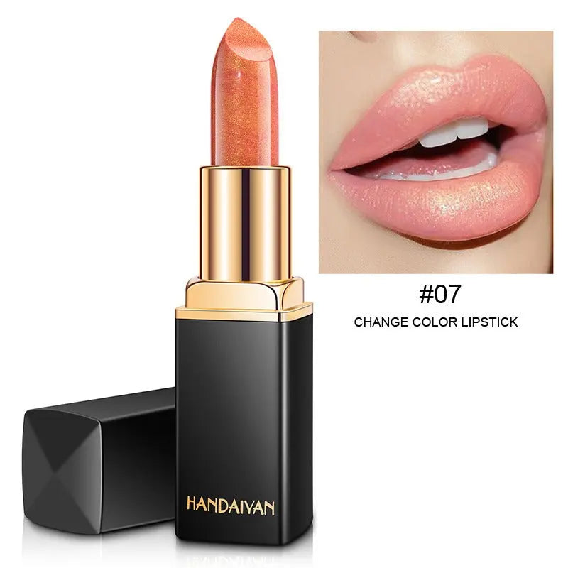 HANDAIYAN Shiny Metallic Lipstick Pearlescent Color Change Warm Lipstick Gold lipstick eprolo