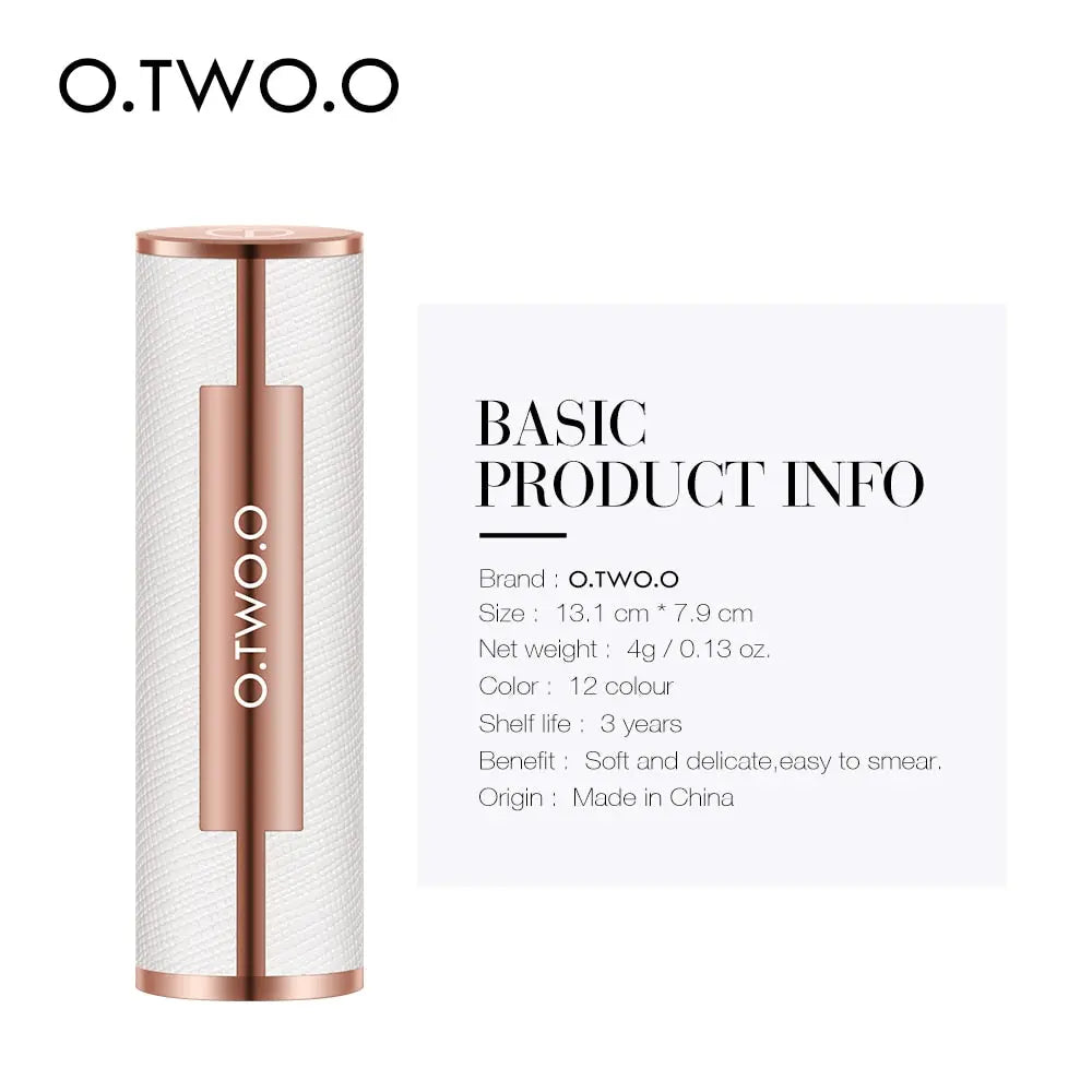 O.TWO.O Matte Lipstick Nude Brown Red Lips Makeup Velvet Silky Smooth Texture Long Lasting Waterproof Lip Stick 12 Colors eprolo