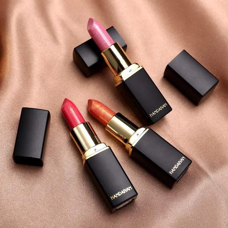 HANDAIYAN Shiny Metallic Lipstick Pearlescent Color Change Warm Lipstick Gold lipstick eprolo