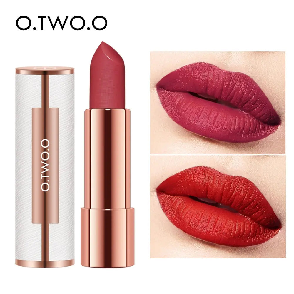 O.TWO.O Matte Lipstick Nude Brown Red Lips Makeup Velvet Silky Smooth Texture Long Lasting Waterproof Lip Stick 12 Colors eprolo