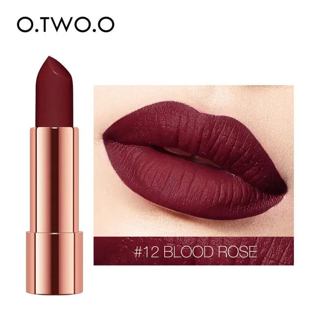 O.TWO.O Matte Lipstick Nude Brown Red Lips Makeup Velvet Silky Smooth Texture Long Lasting Waterproof Lip Stick 12 Colors eprolo