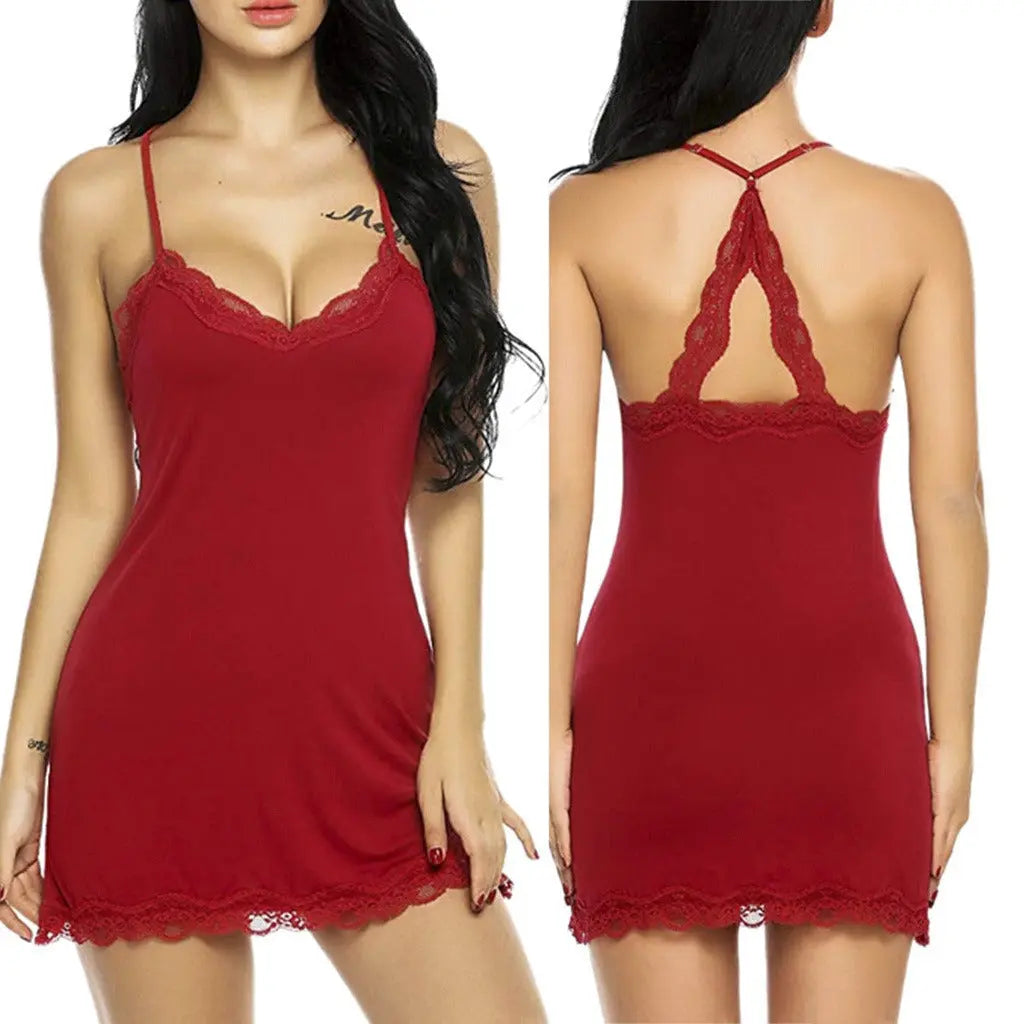 Funny Lingerie Sexy Suspender Lace Lace Nightdress Women&