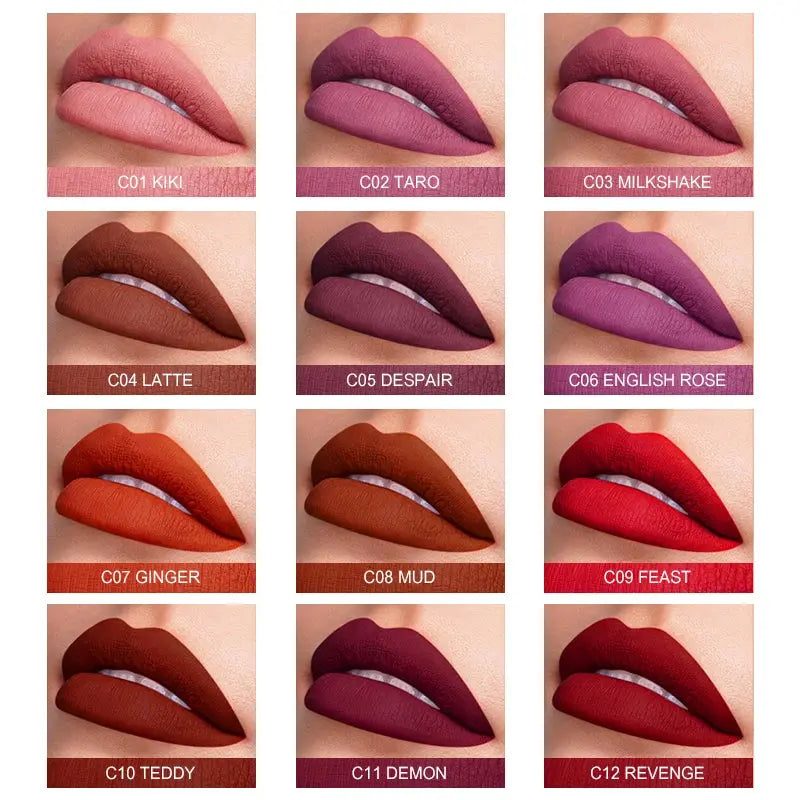 IMAGIC Waterproof Lip Gloss Matte Liquid Lipstick Matte Lipstick Lipkit Cosmetics Makeup Nude 12color eprolo