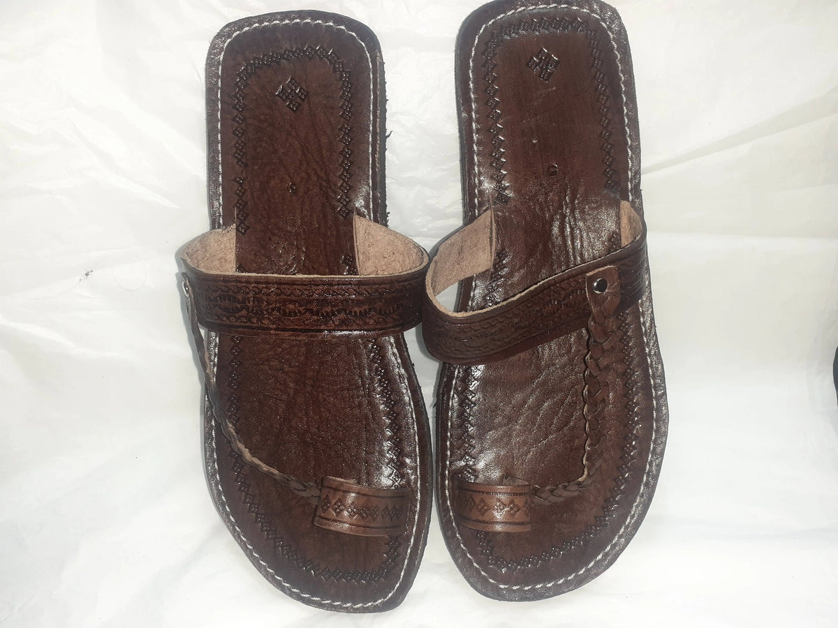 Sandalias de cuero.Marron oscuro Hecho a mano