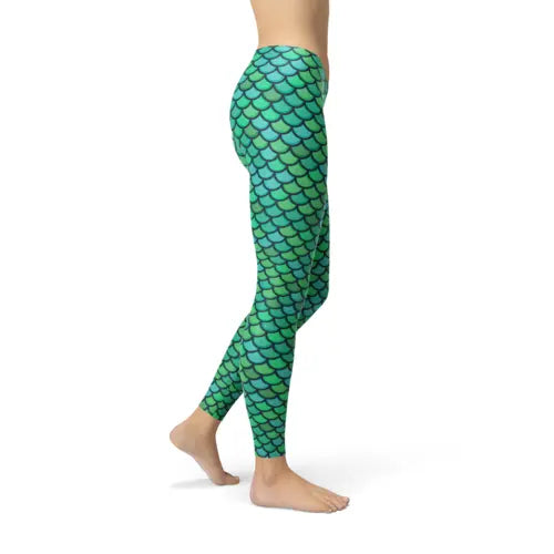 Womens Green Mermaid Leggings C2C PRODUCTS