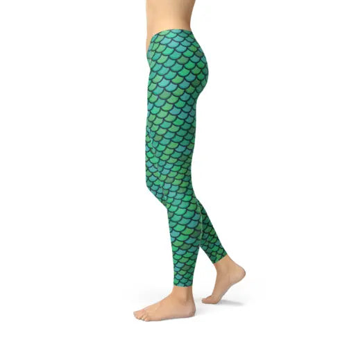 Womens Green Mermaid Leggings C2C PRODUCTS