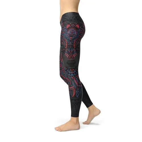 Womens Oriental Black Wolf Leggings C2C PRODUCTS