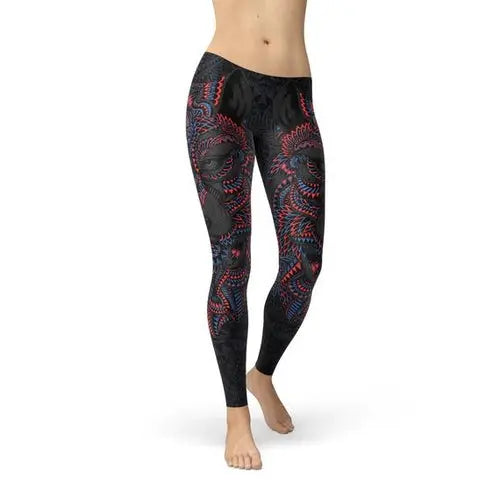 Womens Oriental Black Wolf Leggings C2C PRODUCTS