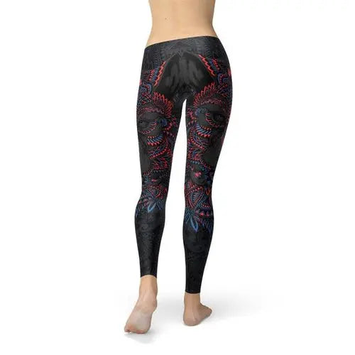 Womens Oriental Black Wolf Leggings C2C PRODUCTS