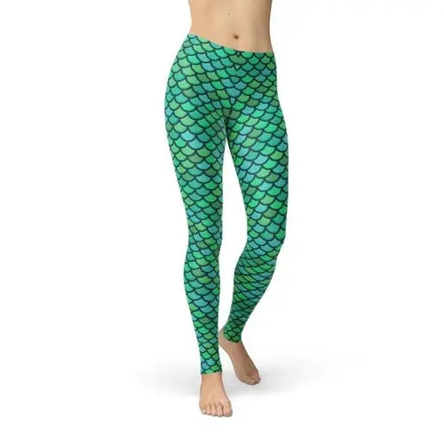 Womens Green Mermaid Leggings C2C PRODUCTS