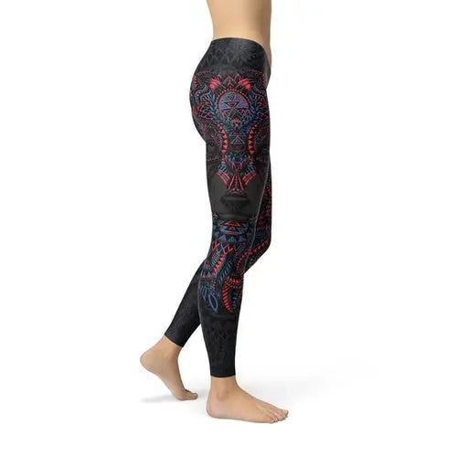 Womens Oriental Black Wolf Leggings C2C PRODUCTS