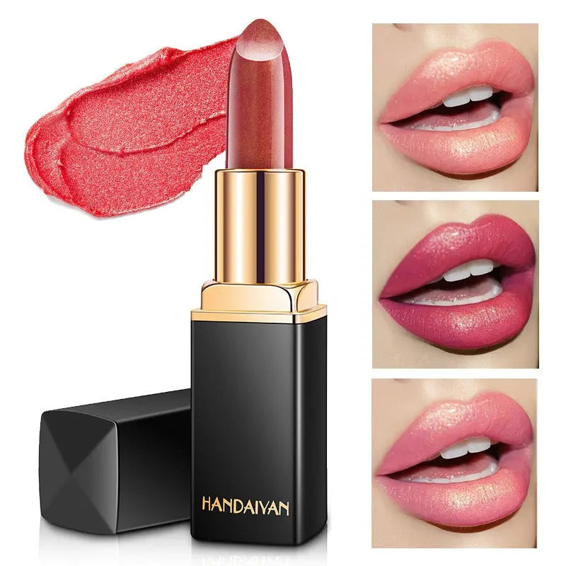 HANDAIYAN Shiny Metallic Lipstick Pearlescent Color Change Warm Lipstick Gold lipstick eprolo