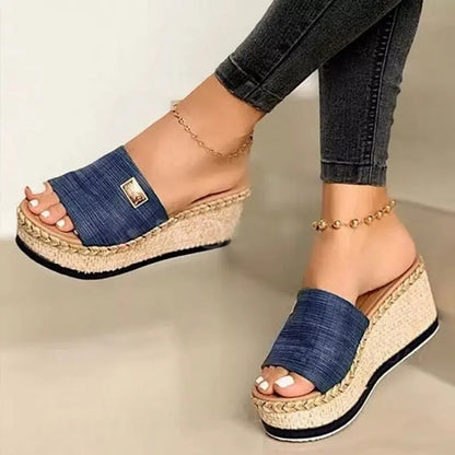 Puimentiua Platform Wedges Slippers Women Sandals New Female Shoes Fashion Heeled Shoes Casual Summer Slides Slippers Women eprolo