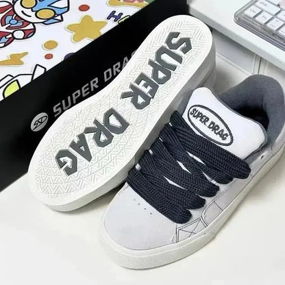 Fashion Lace-up Chunky Sneakers Spring Skateboard Shoes for Women Casual Tenis Woman Street Platform Vulcanized Shoes eprolo
