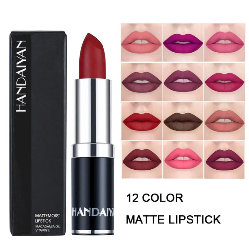 1PC 12 Colors Matte Lipstick Waterproof Long Lasting Sexy Purple Lipstick Pigments Easy to Wear Lip Makeup No Fade Away TSLM2 eprolo