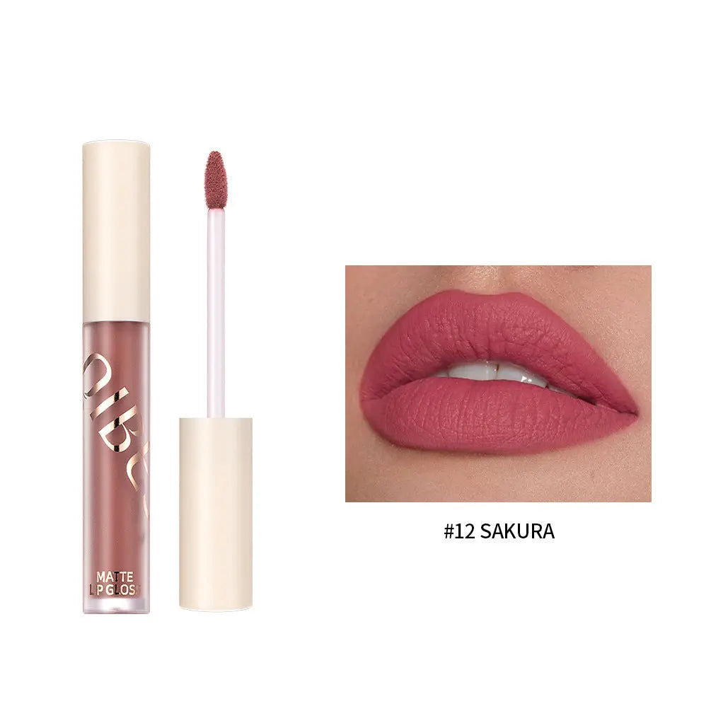 QIBEST The New Silky Soft Mist Matte Lip Gloss Non-Stick Cup Does Not Fade Lip Glaze Makeup Liquid Lipstick eprolo