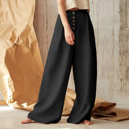 Womens Casual Cotton Linen Baggy Wide-Leg Pants Loose Flared Trousers home Casual pants eprolo