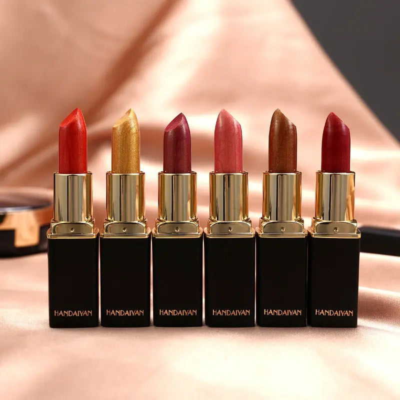 HANDAIYAN Shiny Metallic Lipstick Pearlescent Color Change Warm Lipstick Gold lipstick eprolo