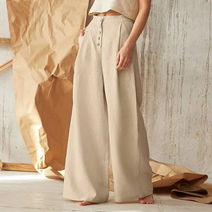 Womens Casual Cotton Linen Baggy Wide-Leg Pants Loose Flared Trousers home Casual pants eprolo