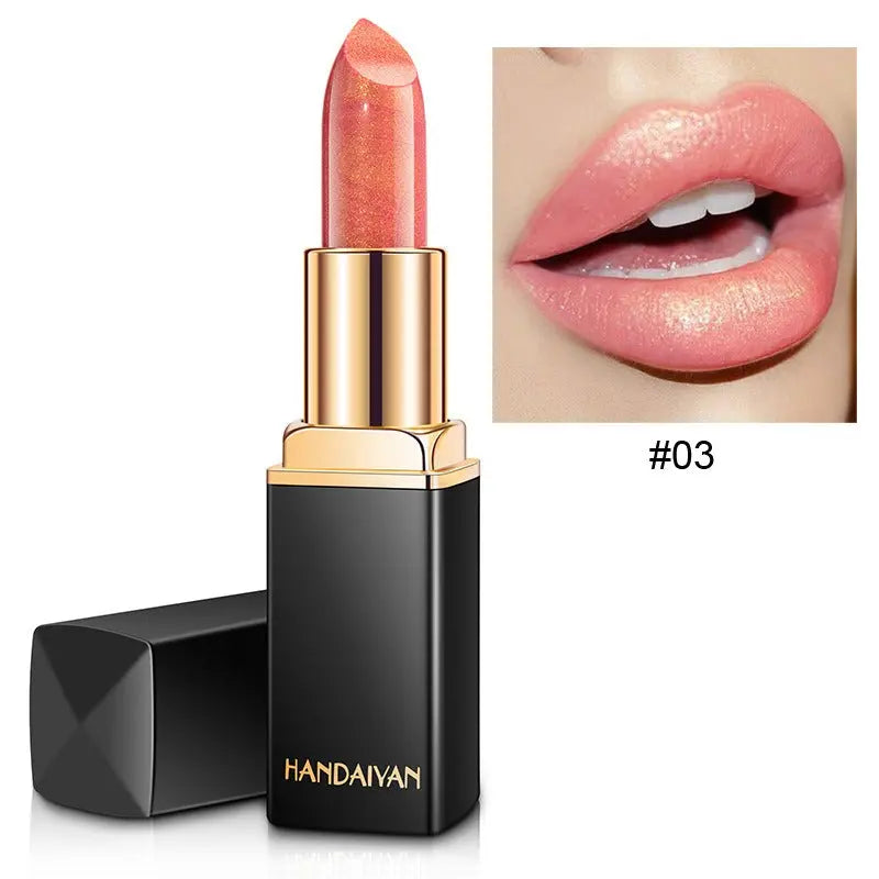 HANDAIYAN Shiny Metallic Lipstick Pearlescent Color Change Warm Lipstick Gold lipstick eprolo