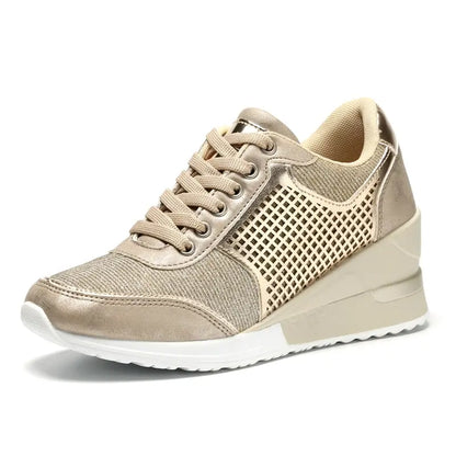 Women Height Increasing Walking Jogging Sneakers 6.5 CM Increase Gold Silver Ladies Sport Running Shoes Comfortable Girl Shoes eprolo