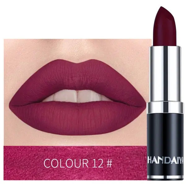 1PC 12 Colors Matte Lipstick Waterproof Long Lasting Sexy Purple Lipstick Pigments Easy to Wear Lip Makeup No Fade Away TSLM2 eprolo