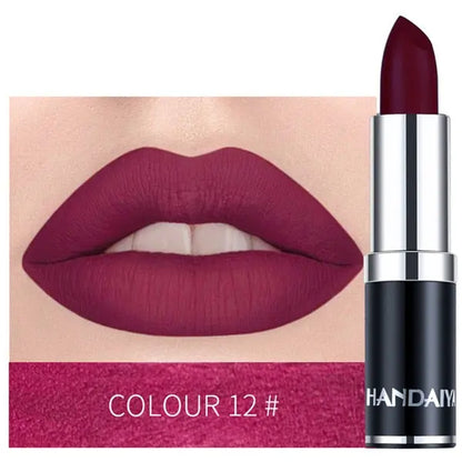 1PC 12 Colors Matte Lipstick Waterproof Long Lasting Sexy Purple Lipstick Pigments Easy to Wear Lip Makeup No Fade Away TSLM2 eprolo