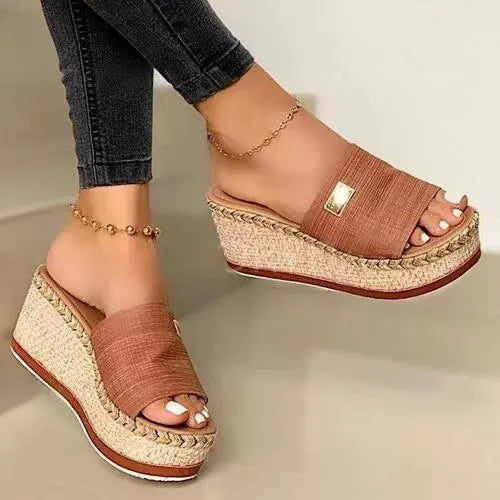 Puimentiua Platform Wedges Slippers Women Sandals New Female Shoes Fashion Heeled Shoes Casual Summer Slides Slippers Women eprolo