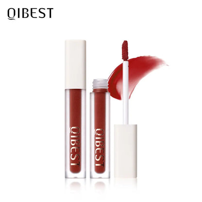 QIBEST Silky Lip Glaze Non-Stick Cup Does Not Fade Lip Gloss Makeup Color Liquid Lipstick Matte Moisturizing Lip Gloss eprolo