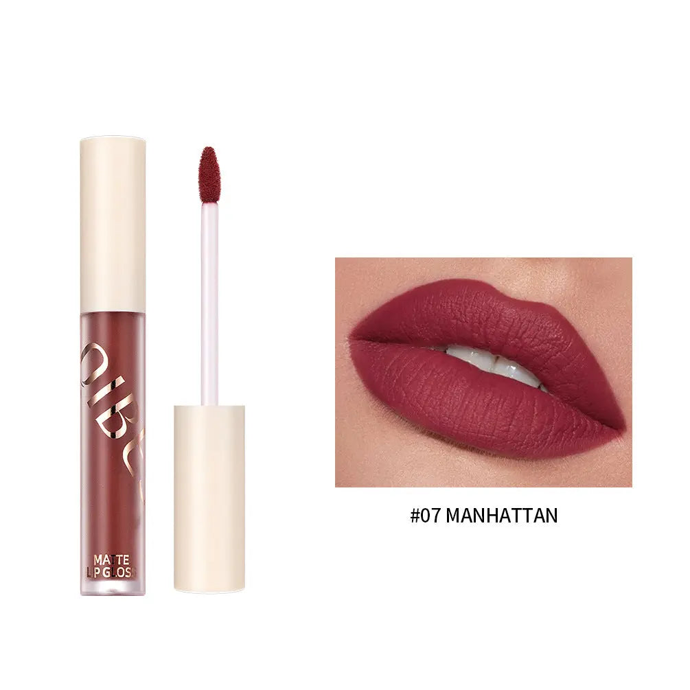 QIBEST The New Silky Soft Mist Matte Lip Gloss Non-Stick Cup Does Not Fade Lip Glaze Makeup Liquid Lipstick eprolo