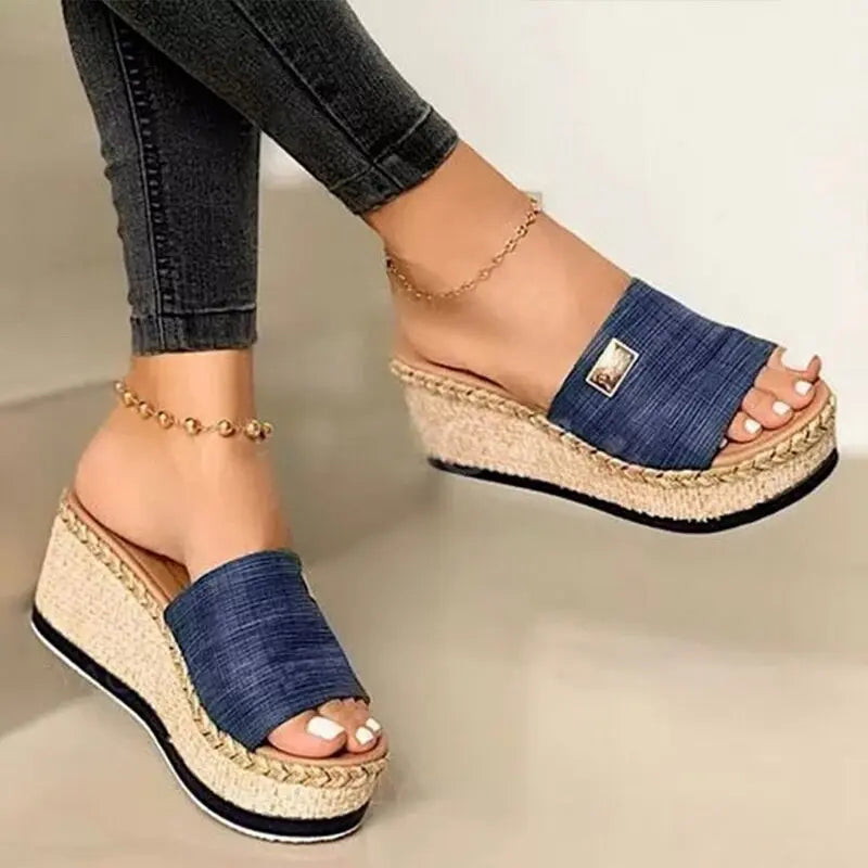 Puimentiua Platform Wedges Slippers Women Sandals New Female Shoes Fashion Heeled Shoes Casual Summer Slides Slippers Women eprolo