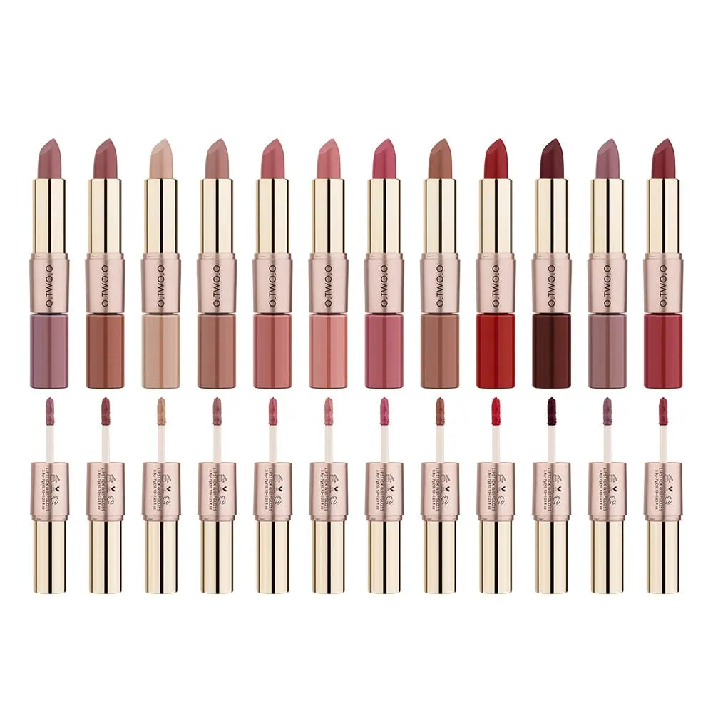 O.TWO.O 12 Colors Lips Makeup Lipstick  Lip Gloss Long Lasting Moisture Cosmetic Lipstick Red Lip Matte Lipstick Waterproof eprolo