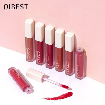 QIBEST Silky Lip Glaze Non-Stick Cup Does Not Fade Lip Gloss Makeup Color Liquid Lipstick Matte Moisturizing Lip Gloss eprolo