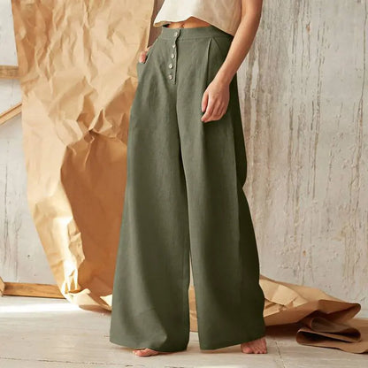 Womens Casual Cotton Linen Baggy Wide-Leg Pants Loose Flared Trousers home Casual pants eprolo