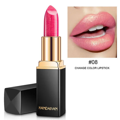 HANDAIYAN Shiny Metallic Lipstick Pearlescent Color Change Warm Lipstick Gold lipstick eprolo