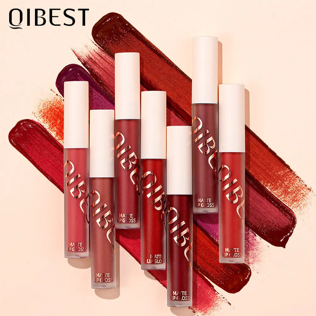 QIBEST The New Silky Soft Mist Matte Lip Gloss Non-Stick Cup Does Not Fade Lip Glaze Makeup Liquid Lipstick eprolo