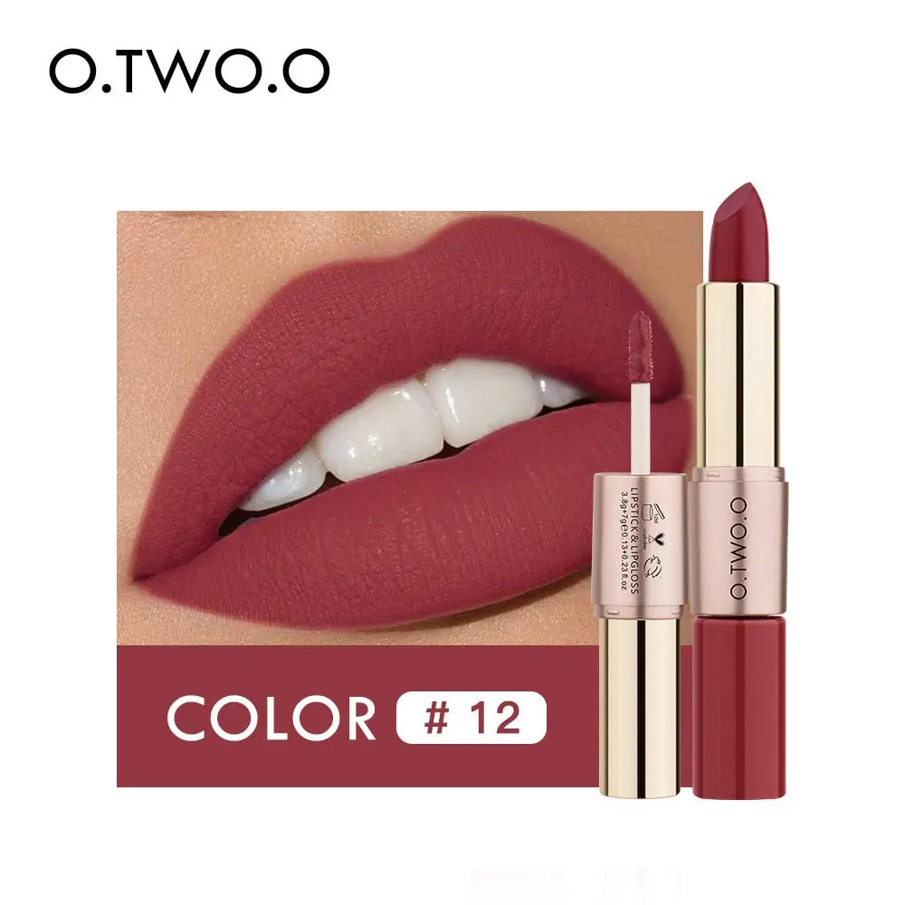 O.TWO.O 12 Colors Lips Makeup Lipstick  Lip Gloss Long Lasting Moisture Cosmetic Lipstick Red Lip Matte Lipstick Waterproof eprolo