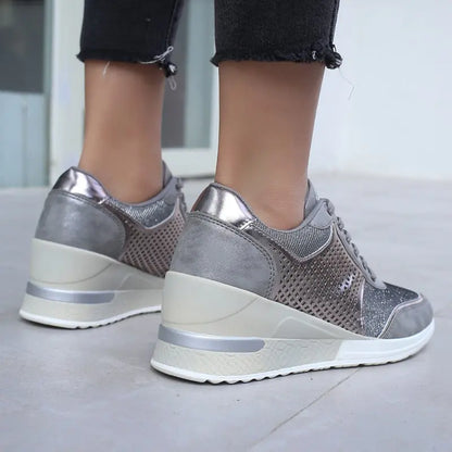 Women Height Increasing Walking Jogging Sneakers 6.5 CM Increase Gold Silver Ladies Sport Running Shoes Comfortable Girl Shoes eprolo